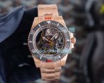 Replica Rolex 116610 Submariner Hollow Dial Carbon Bezel Rose Gold Watch